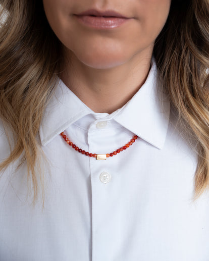 Colar Fluir Ágata Cornalina