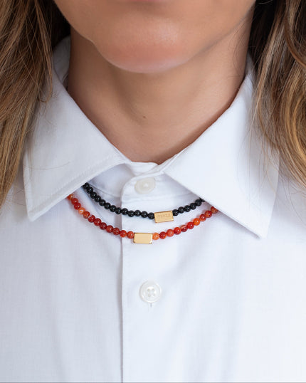 Colar Fluir Ágata Negra