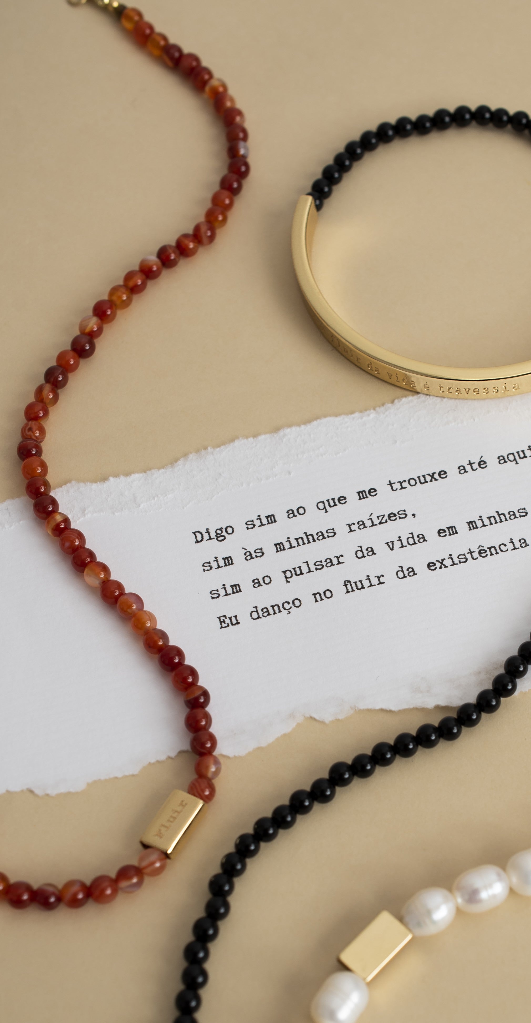 Colar Fluir Ágata Cornalina