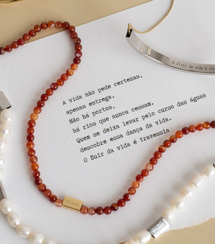 Colar Fluir Ágata Cornalina